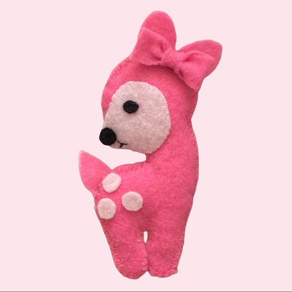 Other - New Cotton Filled Pink Bambi Reindeer Holiday Ornament, Christmas Tree Decor